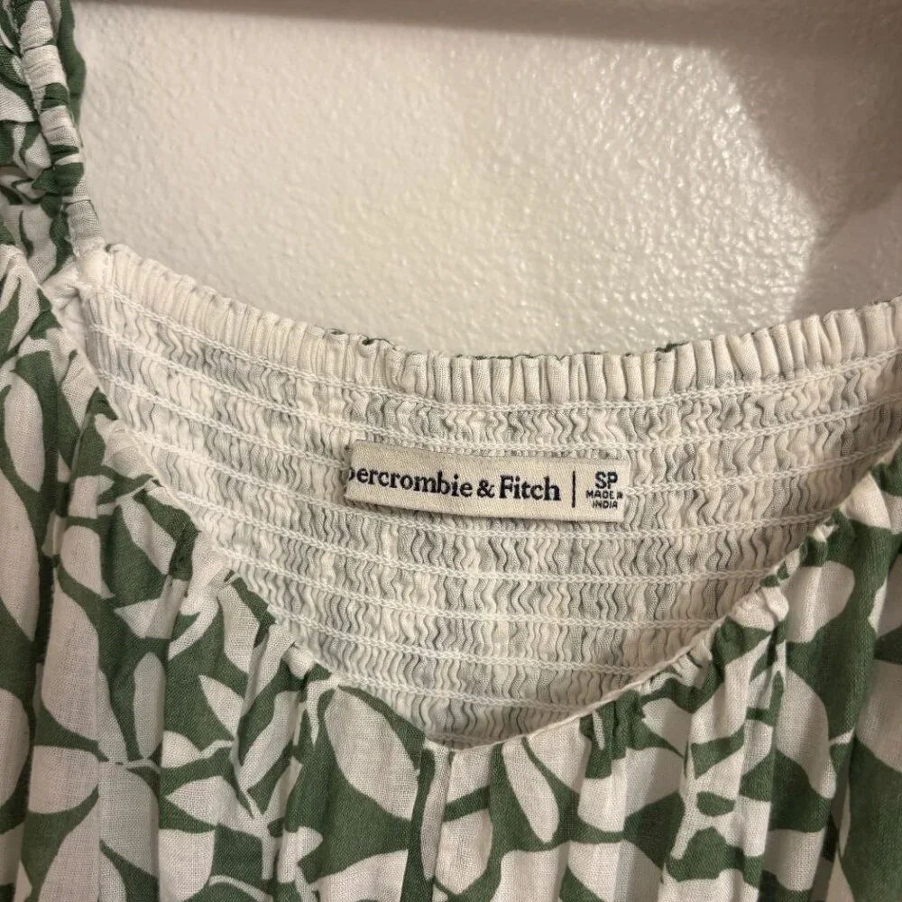 Abercrombie & Fitch | Ruffle Flutter Sleeve Sheer Maxi Dress | Green Floral - Picture 3 of 3